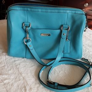 Turquoise Genuine Coach leather purse